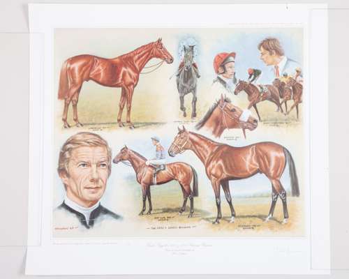 Three Peter Deighan (Irish, b.1941) prints featuring Lester Piggott Classic winners