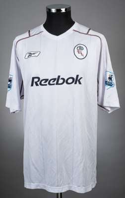 Gary Speed white No.6 replica Bolton Wanderers short-sleeved jersey, 2004-05, 
 Reebok, the reverse autographed by Gary Speed