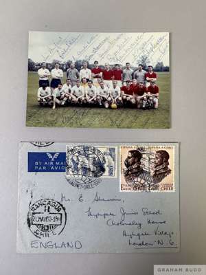 England 1962 World Cup squad colour photograph depicting the twenty-three man World Cup party
 the photo fully autographed by the players, manager and