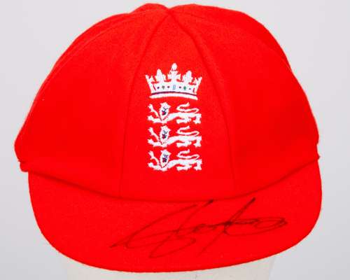 Shoaib Bashir red England Red For Ruth match worn signed cap