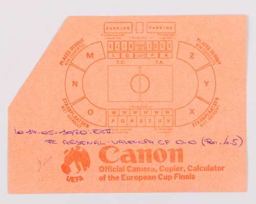Valencia v. Arsenal UEFA Cup Winners Cup Final ticket 14th May 1980