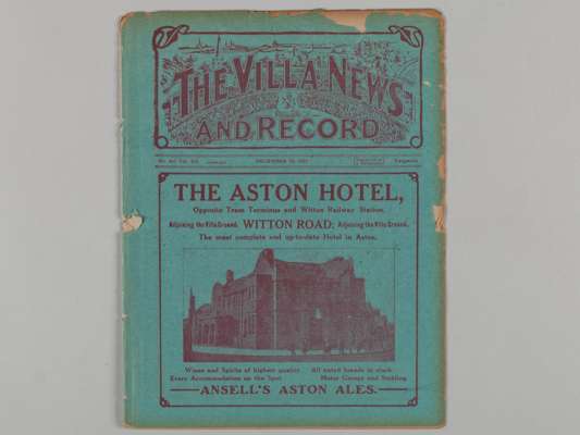 Aston Villa Reserves v. Liverpool Reserves match programme, 10th December 1921.