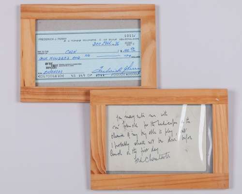 An autograph Frederick Perry signed cheque, December 1986