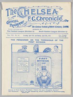 Chelsea v Bradford Park Avenue programme 27th April 1912,
 a combined issue all covering the Chelsea v Arthur Thomas Cup Competition Team fixture 29th