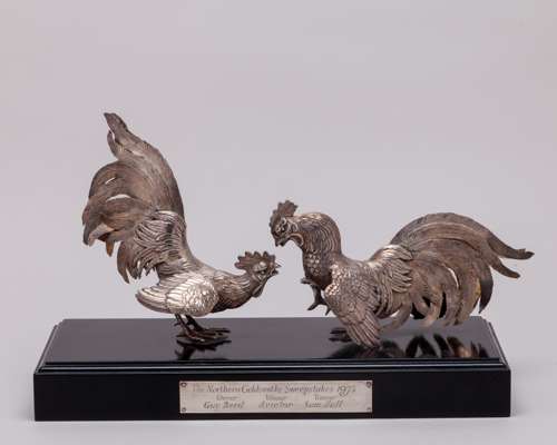 The trophy for the Northern Goldsmiths' Sweepstakes at Newcastle Races 1975