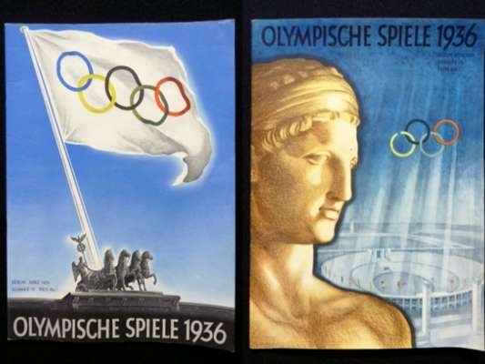 Two 1936 Berlin Olympic Games souvenir magazines, OLYMPISCHE SPIELE 1936, large format, colour pictorial wrappers