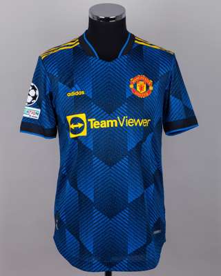 Cristiano Ronaldo blue and black No.7 Manchester United short-sleeved shirt, 2021-22
