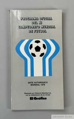 The Official programme of the 11th World Cup in 1978 held in Argentina
 'PROGRAMA OFICIAL DEL XI CAMPEONATO MUNDIAL DE FUTBOL ENTE AUTARQUICO MUNDIAL 