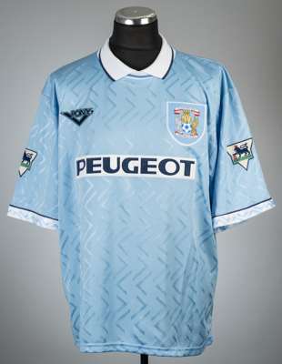 Dion Dublin blue Coventry City no.10 home jersey, season 1995-96, 
 Pony, short-sleeved with THE FA PREMIER LEAGUE sleeve badges, club crest and spons