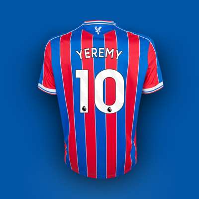 Yeremy Pino red and blue No.10 Crystal Palace v. Manchester United match issued shirt