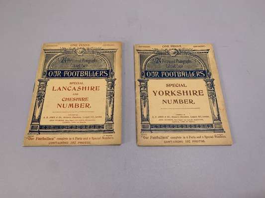 Two volumes of Our Footballers comprising Special Yorkshire; and Special Lancashire and Cheshire, late 1890s, 
 featuring twenty-four cabinet size pho