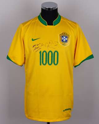 Romario yellow Brazil commemorative autographed short-sleeved shirt, 2006