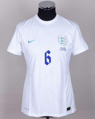 Lotte Wubben-Moy white No.6 England v. Belgium women's short-sleeved shirt, 2022