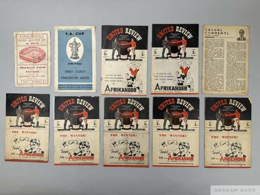 Complete run of Manchester United home league match programmes, 1947-48
 and Manchester United v. Liverpool, F.A.Cup 4th Round, 24th January 1948 at G