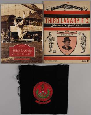 1948 Third Lanark F.C. Souvenir Pictorial Annual, 
 a Third Lanark embroidered blazer badge inscribed THIRD LANARK FOOTBALL CLUB, PLAYER and Third Lan