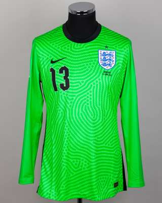 Nick Pope green No.13 England v. Hungary goalkeeper shirt, 2022