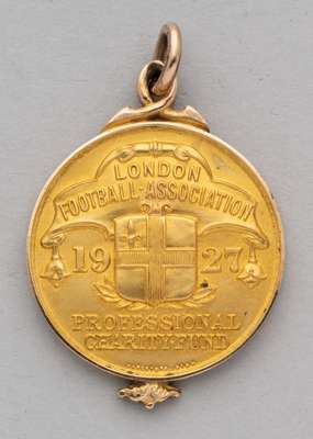 A 9ct gold London Football Association Professional Charity Fund medal, 1927, 
 the obverse inscribed London Football Association Professional Charity