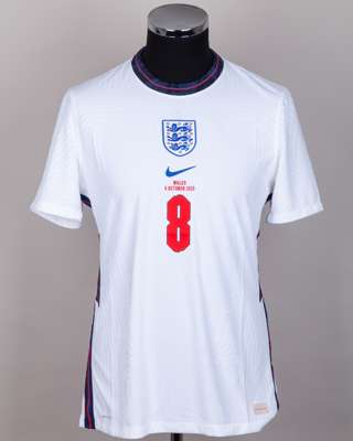 Kalvin Phillips white No.8 England v. Wales short-sleeved shirt, 2020