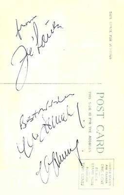 Boxing: Joe Louis, one of the greatest boxers of all time autographed b/w boxing postcard promoting his New York restaurant and brand of cigarettes sm