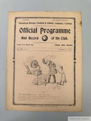 Tottenham Hotspur v. Burnley home match programme, 23rd October 1920

  Signs of folds, pencil text on team page