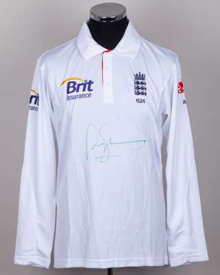 Sir Andrew Strauss Match Issued England Test Cricket Shirt 2011-12, Squad Signed