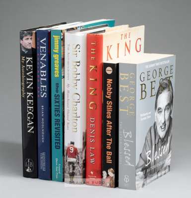 Collection of signed books by football stars,
 George Best Blessed autobiography; The King Denis Law (dedicated); Sir Bobby Charlton My Manchester Uni
