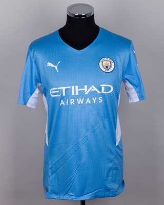 Rodrigo sky-blue No.16 Manchester City Champions League match issued shirt, 2021-22