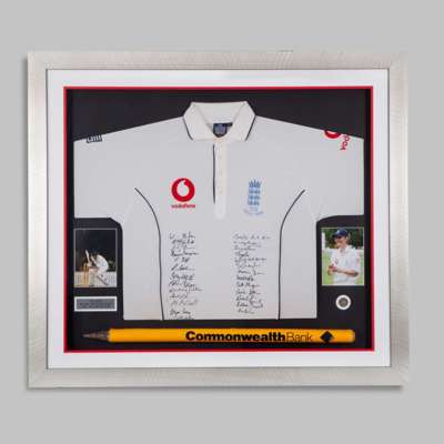 Charlotte Edwards CBE 2008 Ashes Test: framed match-worn shirt, used stump & toss coin