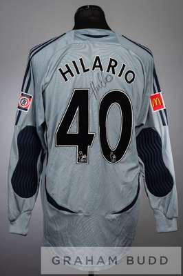 Henrique Hilario double signed grey Chelsea no.40 goalkeeper's jersey v Manchester United in the FA Community Shield at Wembley, 5th August 2007,
 lon