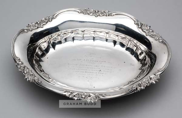 A silver fruit bowl awarded to John H Pearson for refereeing the F.A. Cup Final between Bradford City and Newcastle United played at Crystal Palace, 2
