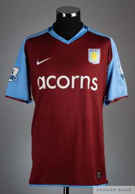 Nigel Reo-Coker claret and blue No.20 Aston Villa shirt 2008-09, 
 Adidas, size XL, V neck with embroidered cloth badge inscribed AVFC Prepared, back 