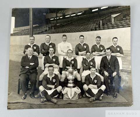 Arsenal F.A. Cup final 1930 team photograph, 
 excellent photograph of Arsenal team with trophy cup taken after beating Huddersfield in final. Shows 1