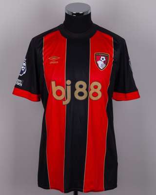 Dean Huijsen red and black No.2 Bournemouth v. Tottenham Hotspur short-sleeved shirt, 2025