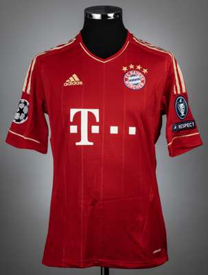 Rafinha red & gold Bayern Munich UEFA Champions League no.13 jersey v Manchester City, season 2011-13,
 match-issue, Adidas, short-sleeved with UEFA S
