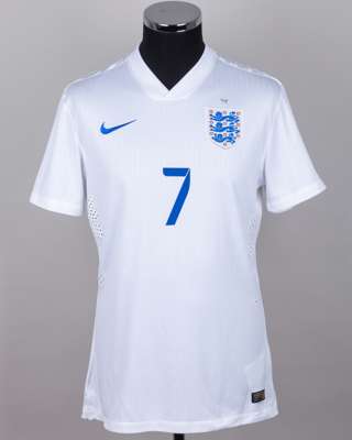 Jack Wilshere white No.7 England short-sleeved shirt, 2014-15