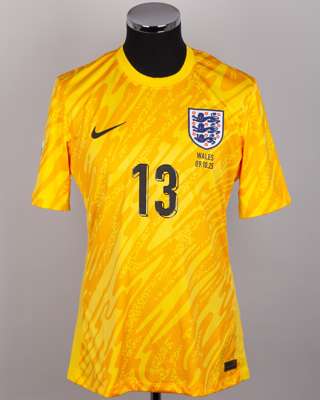 Dean Henderson yellow No.13 England goalkeepers shirt v. Wales, 9th October 2025