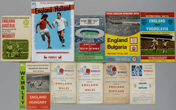 Four England Wartime Internationals at Wembley, 
 comprising Scotland, 4th October 1941, Wales, 27th February 1943, September 25th 1943, cover detache