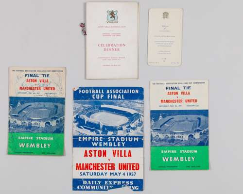 Aston Villa 1957 F.A.Cup final a celebration dinner menu card, 4th May 1957
