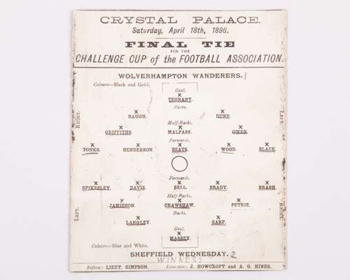 An extremely rare Wolves v. Sheffield Wednesday F.A.Cup final programme, 1896