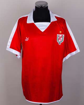 Tunisia - Seifeddine Jaziri red and white No.5 Tunisia match issued short-sleeved shirt