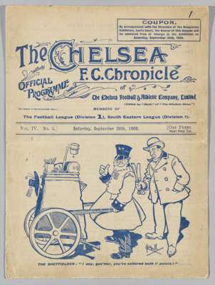 Chelsea v Aston Villa programme 26th September 1908,
  NOT ex-bound volume