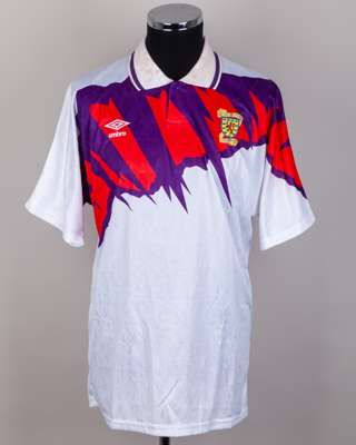 White, purple and red No.18 Scotland short-sleeved shirt, 1993-95