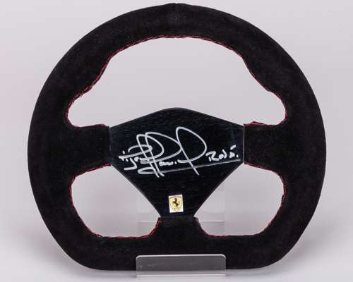 Nigel Mansell Signed Ferrari Replica Steering Wheel Display