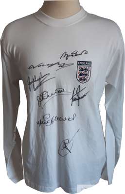 England home white shirt signed by the nations top sevengoal scorers