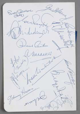 Signed The Football League Secretaries' & Managers' Association annual dinner menu, held at Park Lane Hotel, 7th June 1963, 
 eight-page menu signed o