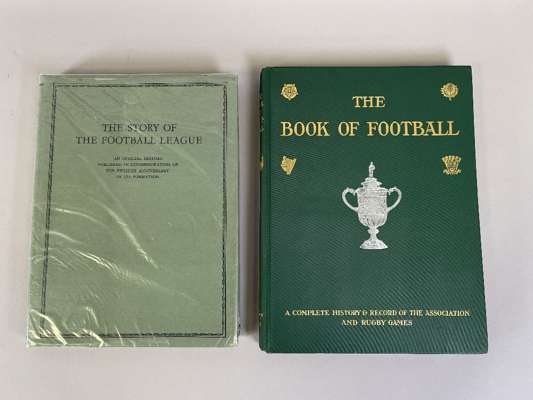 Two excellent reference books, 'The Book of Football', 12 parts, issued 1906, 
 produced by Amalgamated Press London, bound in green hardback covers; 