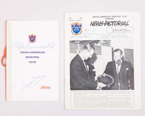 Muhammad Ali an Anglo-American Sporting Club autographed menu, 1966