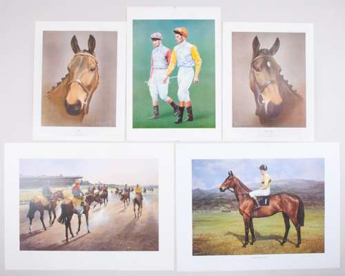 Group of five limited edition horse racing prints