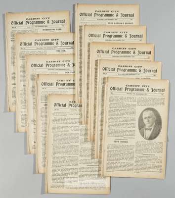A collection of 15 Cardiff City home programmes from the 1921-22 season, 
 all first team matches against Aston Villa, Oldham Athletic, Middlesbrough,