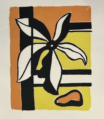 After Fernand Leger (1881-1955) 'Fleur sur fond Jaune et Orange Fond Verte Flower', circa 1960
 Original serigraph, on Arches paper, with full margins